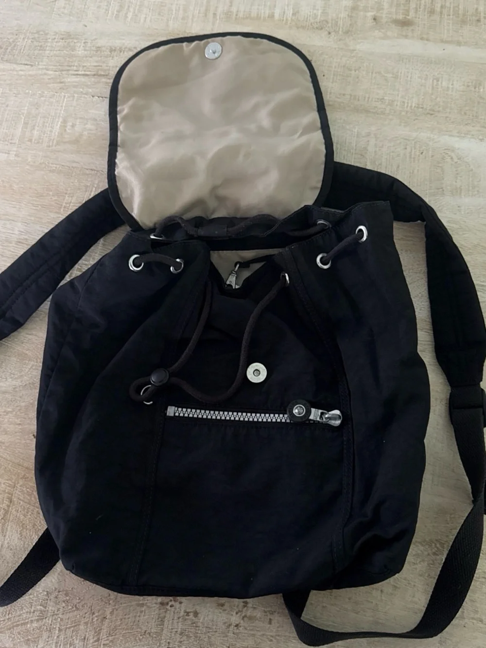 Kipling Black Nylon Small Backpack with Front Zips